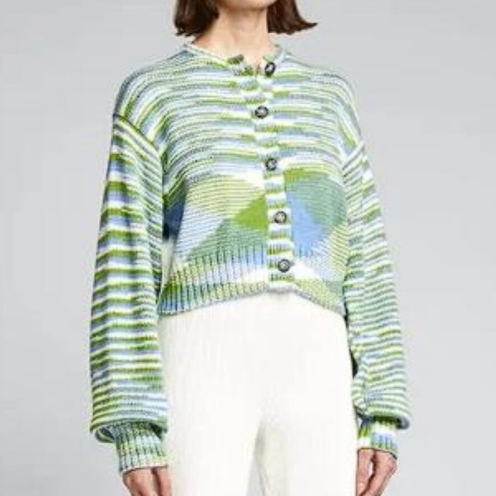 Striped Green and Blue Women's Sweater